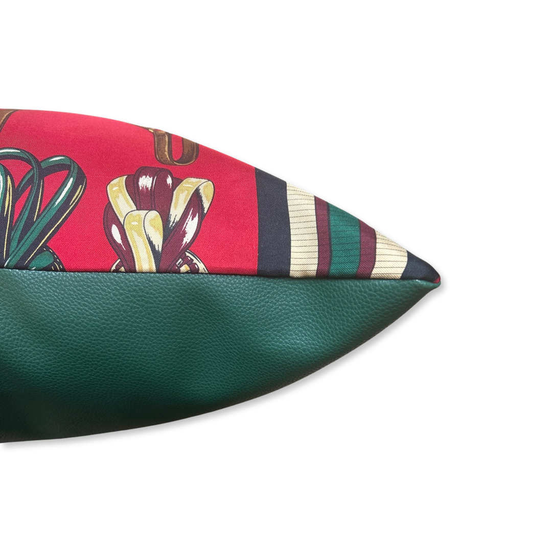 Equestrian Red Vintage Silk Scarf Pillows