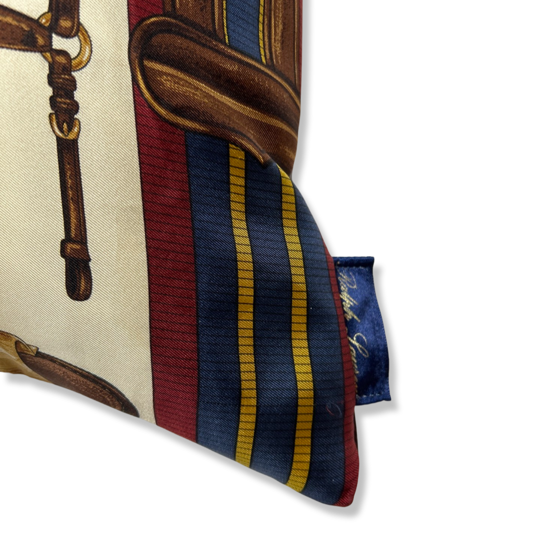 Equestrian Beige Vintage Silk Scarf Pillows