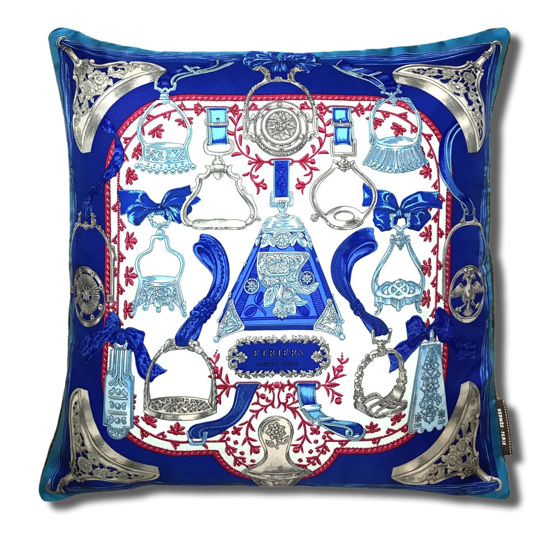 Etriers Remix Vintage Silk Scarf Pillow 17"