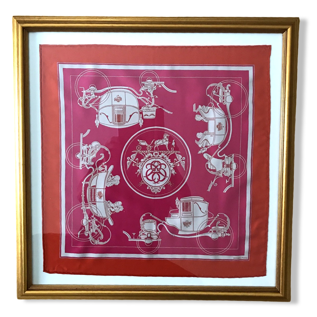 Ex Libris Framed Vintage Silk Scarf 20"