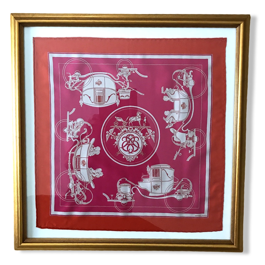 Ex Libris Framed Vintage Silk Scarf 20"