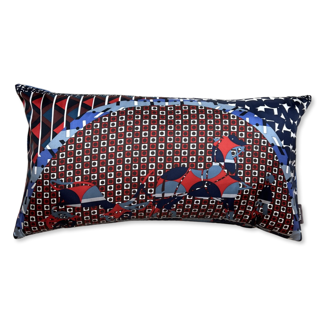Ex Libris en Cravates Vintage Silk Scarf Lumbar Pillows 30"