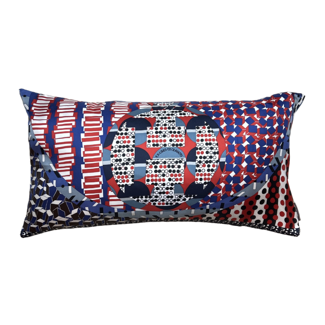 Ex Libris en Cravates Vintage Silk Scarf Lumbar Pillows 30"