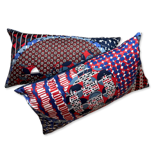 Ex Libris en Cravates Vintage Silk Scarf Lumbar Pillows 30"