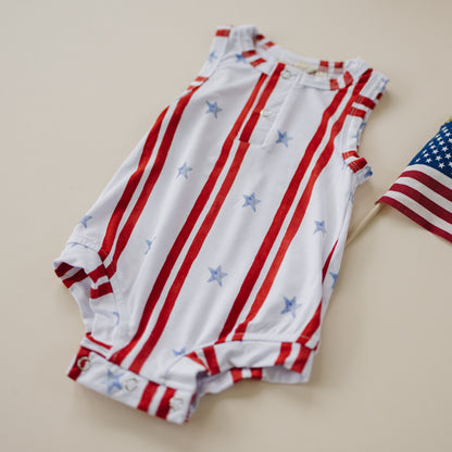 Stars & Stripes Henley Bamboo Romper