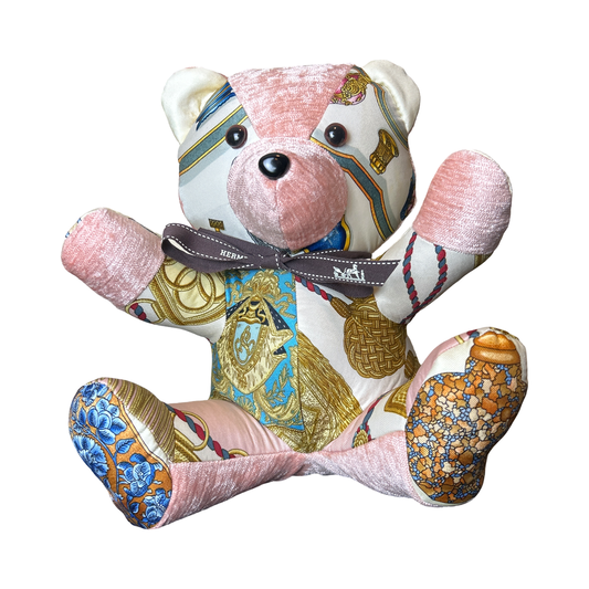 Poste et Cavalerie Vintage Silk Scarf Tender Teddy Bear