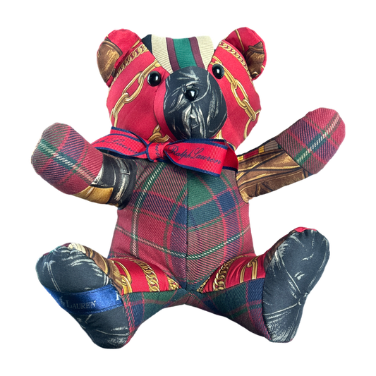 Equestrian Vintage Silk Scarf Tender Teddy Bear