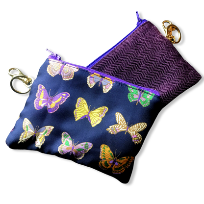 Farfalle Nero Vintage Silk Scarf Coffee Run Keychain Bag