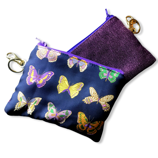 Farfalle Nero Vintage Silk Scarf Coffee Run Keychain Bag