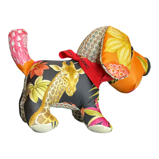 Tropical Safari Vintage Silk Scarf Loyal Puppy