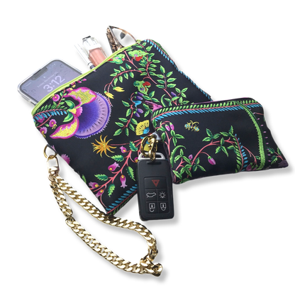 Flora Nero Vintage Silk Scarf Coffee Run Keychain Bag