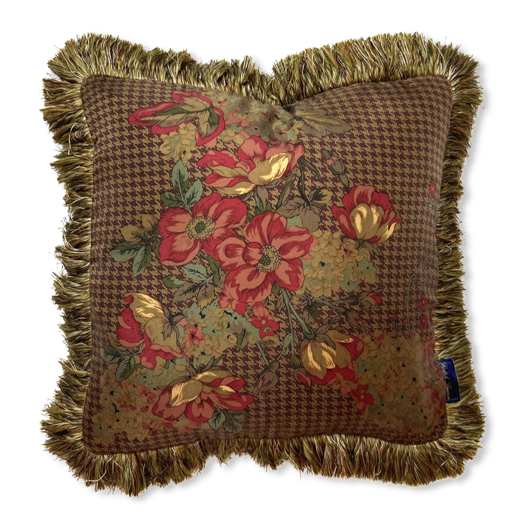 Floral Houndstooth Scarf Pillows 18"