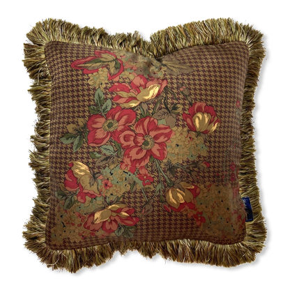 Floral Houndstooth Scarf Pillows 18"
