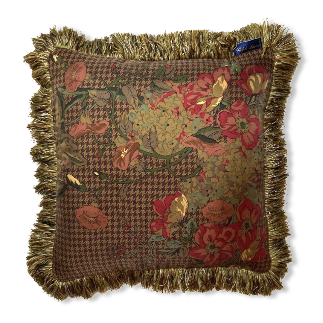 Floral Houndstooth Scarf Pillows 18"