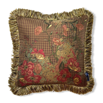 Floral Houndstooth Scarf Pillows 18"