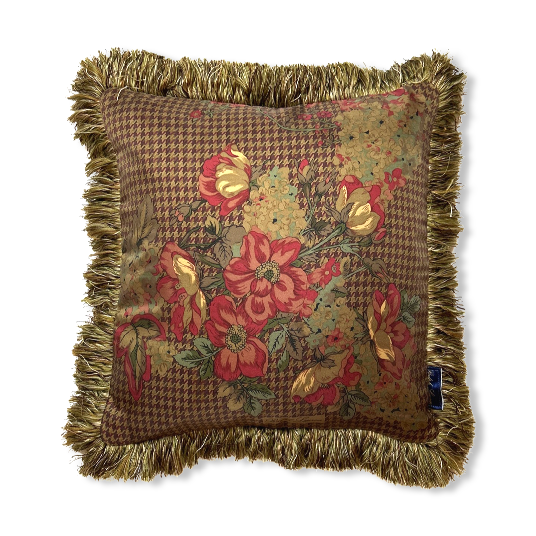 Floral Houndstooth Scarf Pillows 18"