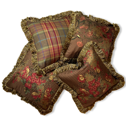 Floral Houndstooth Scarf Pillows 18"