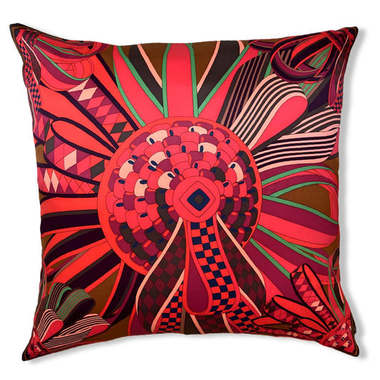 Flots du Cheval Vintage Silk Scarf Pillow 28"