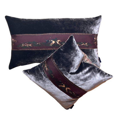 Fox Hunt Border Vintage Silk Scarf Pillows