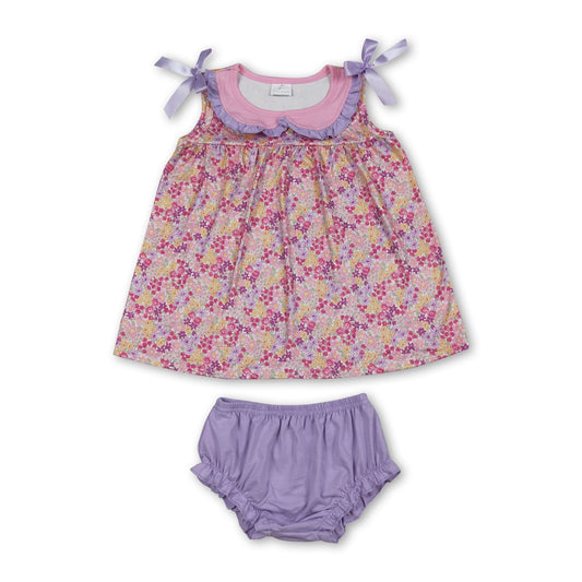Sleeveless floral tunic bummies baby girls summer clothes
