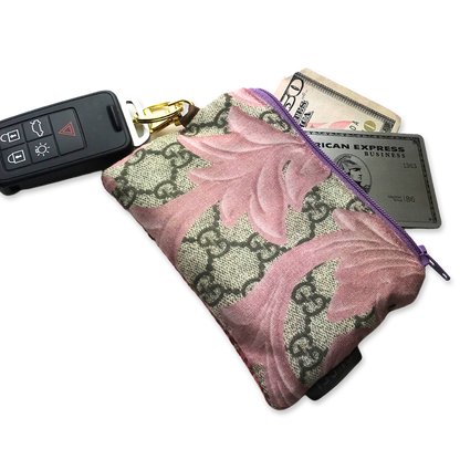 GG Logo Arabesque Pink Vintage Silk Scarf Coffee Run Keychain Bag