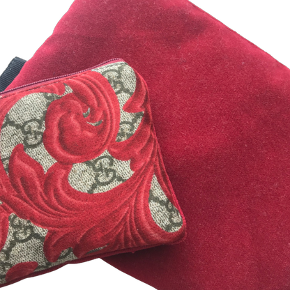 GG Logo Arabesque Red Vintage Silk Scarf Coffee Run Keychain Bag