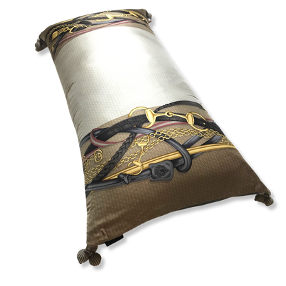 GG Logo Snaffle Bit Vintage Silk Scarf Lumbar Pillow 35"