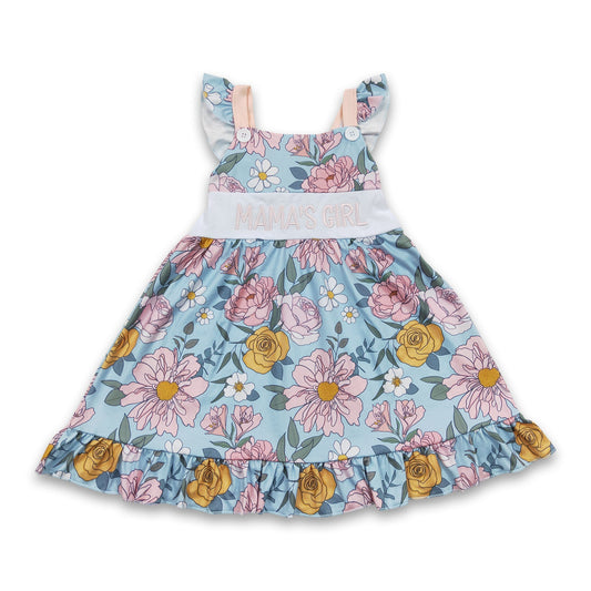 Mama's girl floral flutter sleeves mother's day baby children dress