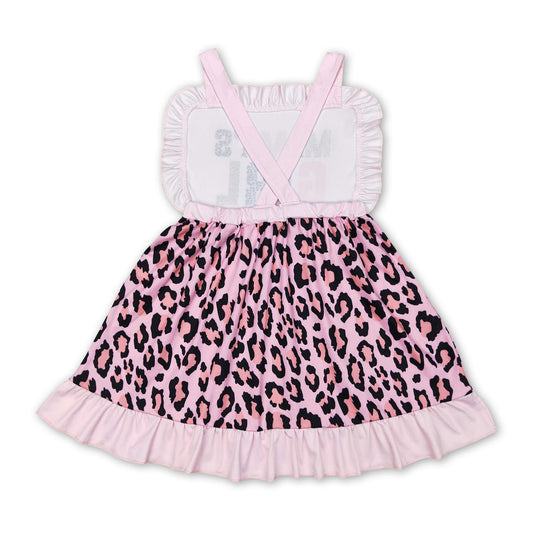 Pink mama's girl leopard ruffle kids dresses