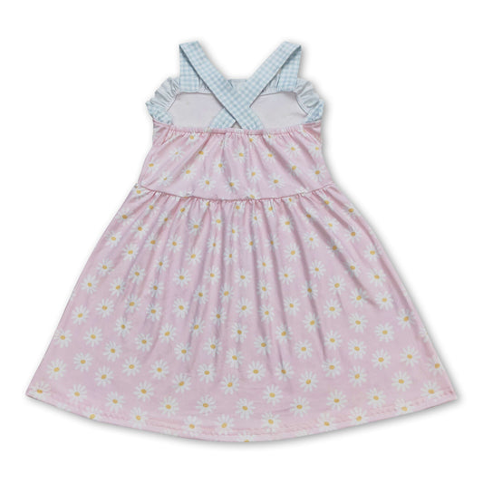 Plaid straps daisy baby girls summer dresses