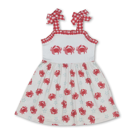 Red plaid straps crab summer girls dresses