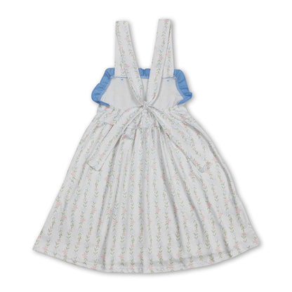 Straps ruffle floral baby girls summer dresses