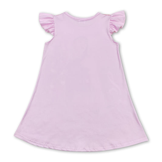 Pink flutter sleeves music singer girls dresses