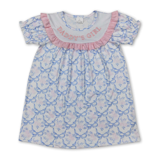 Short sleeves daddy's girl floral bow kids girls dresses