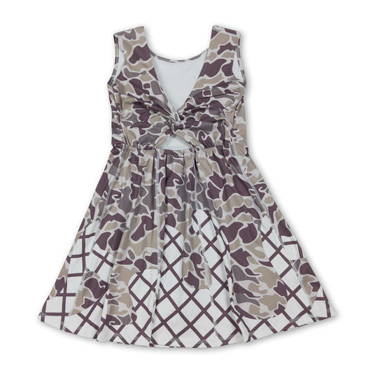 Sleeveless camo ice cream sprinkle girls athletic dresses