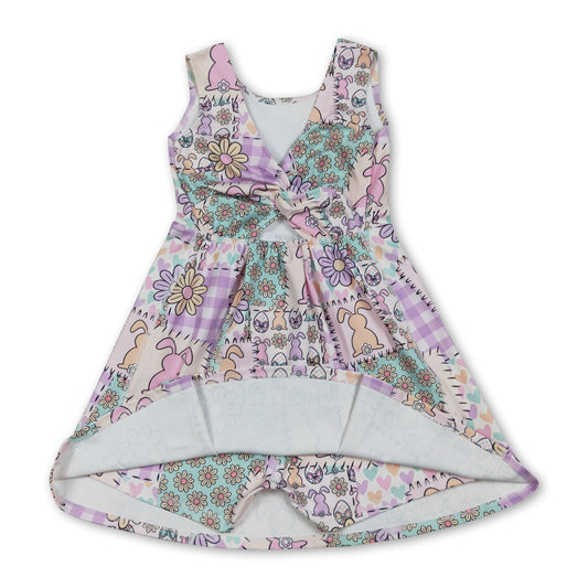 Sleeveless bunny floral kids girls Easter athletic dresses