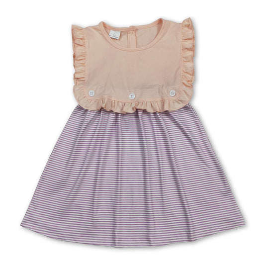 Sleeveless ruffle stripe kids girls summer dresses