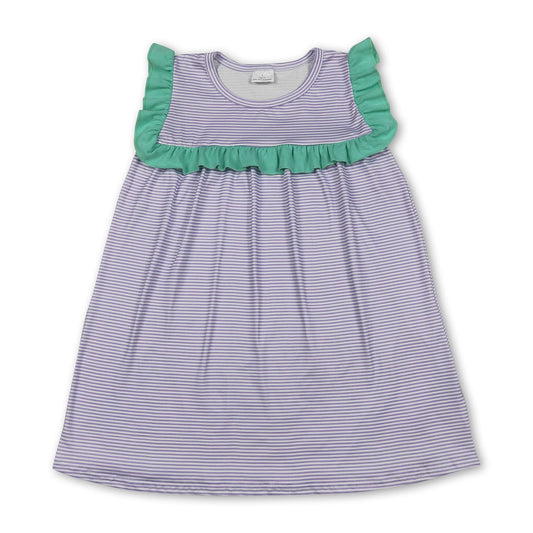 Sleeveless ruffle stripe baby girls summer dresses