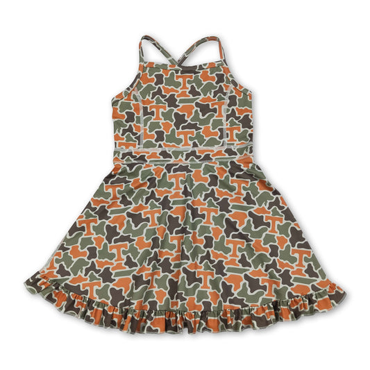 Sleeveless camo T kids girls team athletic dresses