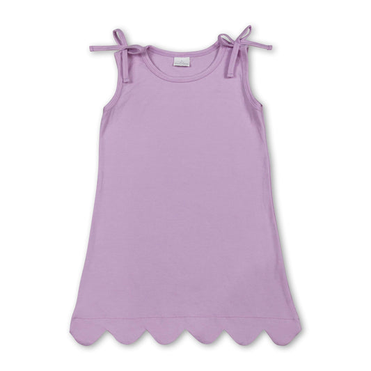 Sleeveless cotton scallop girls summer dress