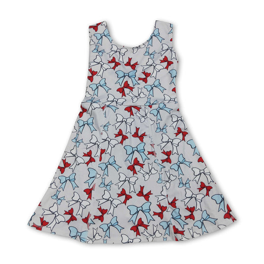 Sleeveless bows kids girls summer athletic dresses