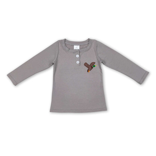 Long sleeves grey duck kids boy hunting shirt