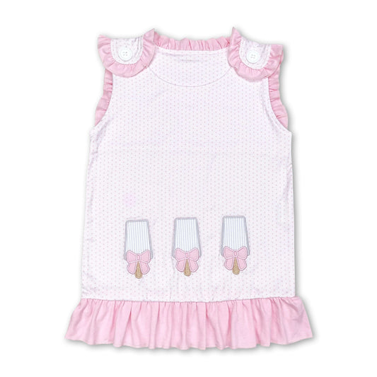 Sleeveless polka dots bow popsicle girls summer shirt