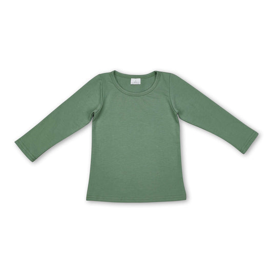 Mint solid color long sleeves baby kids shirt