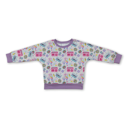 Long sleeves skates music kids girls shirt