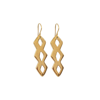 Linked Diamond Lattice Brass Drop Earrings | Chaka