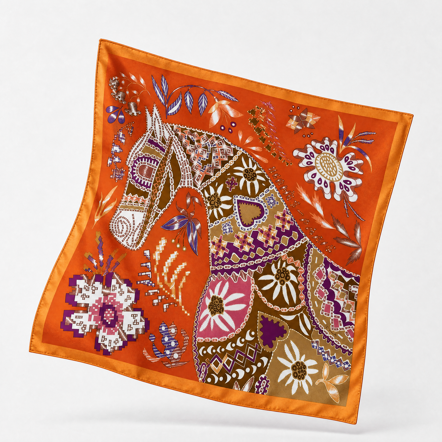 En Attendant Ulysse Framed Vintage Silk Scarf 20"