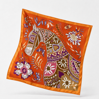 En Attendant Ulysse Framed Vintage Silk Scarf 20"