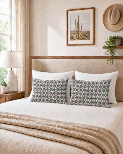 Baha Ranch Teal Aztec Pillowcase Made in America