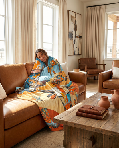 Baha Ranch Western Ways Rustic Throw Blanket 60x80 Ultra-Soft Micro Fleece Made in America